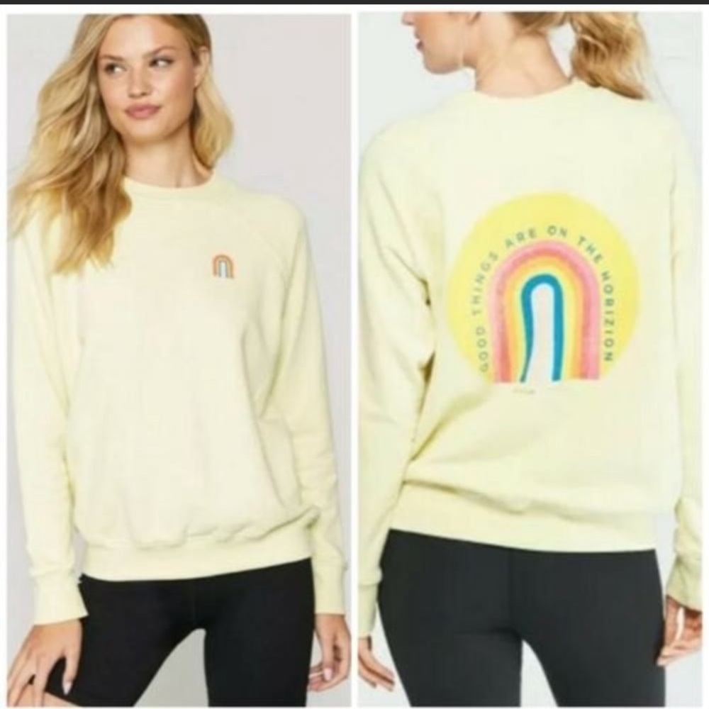 Spiritual Gangster Rainbow Pale Yellow Sweatshirt